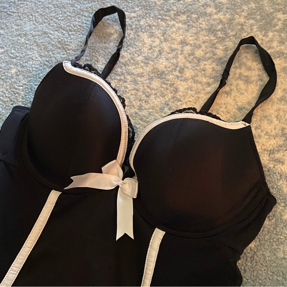 La SENZA Black and White Lace Trim Chemise - Picture 2 of 8